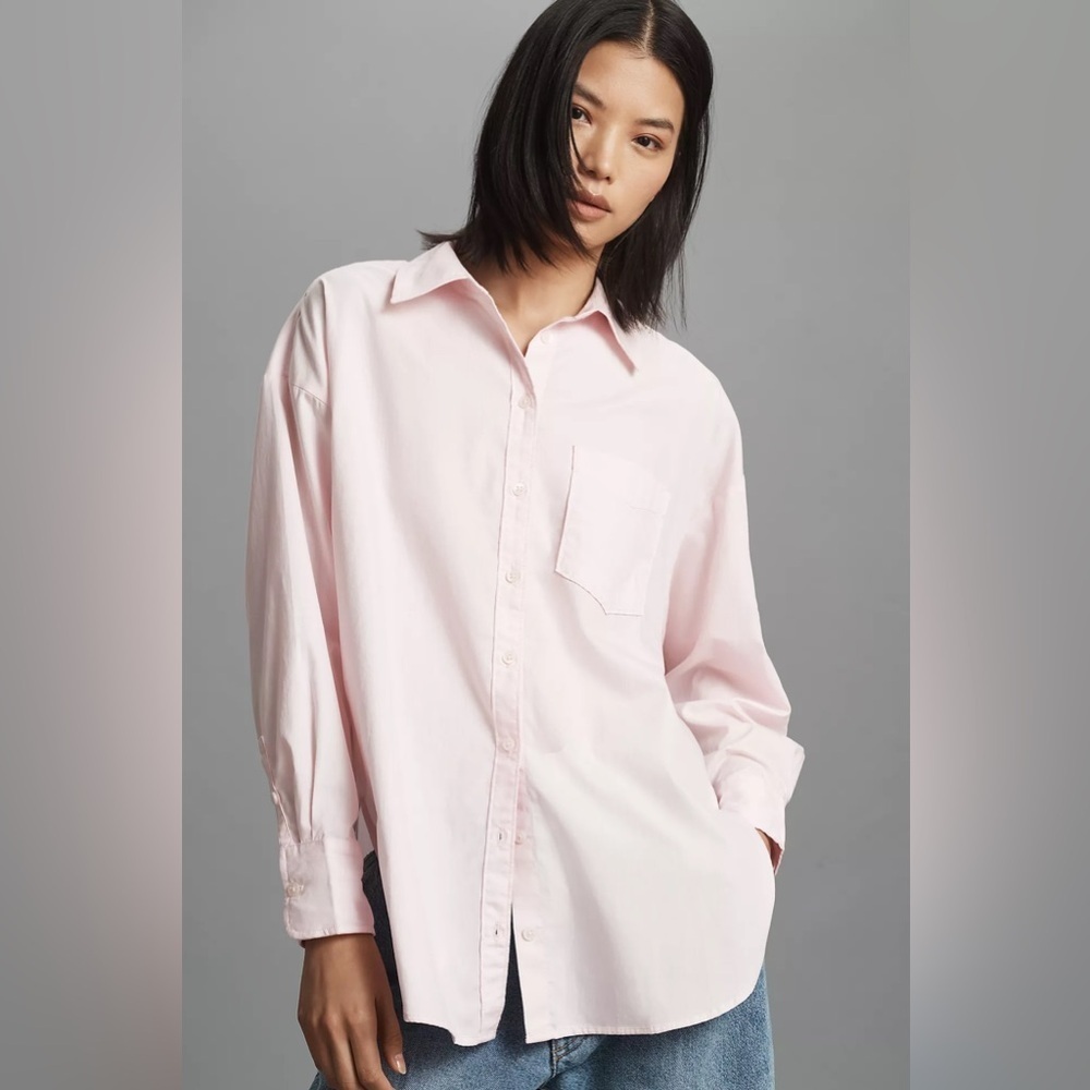 NWT! Anthropologie Tan Brown The Bennet Buttondown Shirt by Maeve 🐈 - Picture 4 of 7